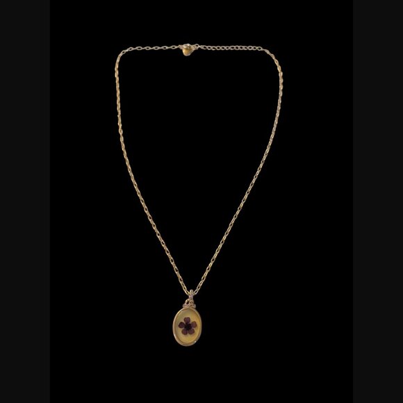 Sunstone Imports 14k Gold Plated Vintage Style Natural Pressed 1.5" Flower 20" - Picture 10 of 16